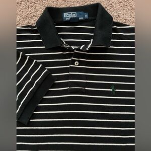 Ralph Lauren Men’s 100% cotton Black and White Striped Polo Shirt size S